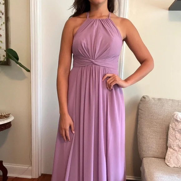 open lace back dress Jasmine Halter Maxi Dress ~ Dusty Purple Luxe Satin Xs